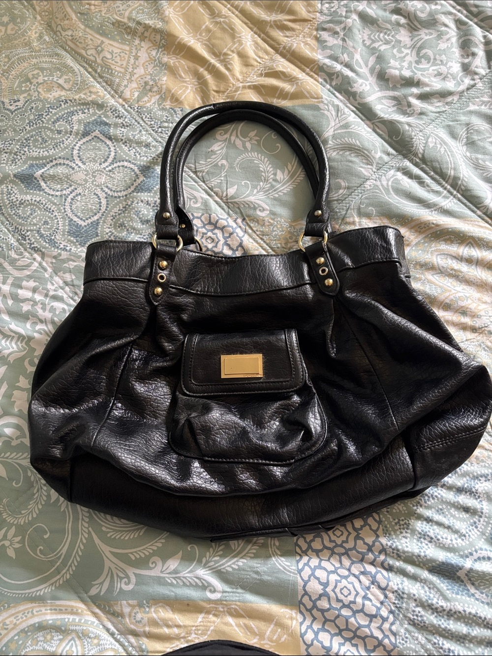 Vintage Y2K Juicy Couture Black Shoulder Bag with Gold Plate
